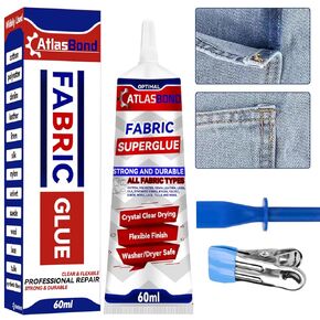 Fabric Glue, Strong Fabric Glue for Clothing and Patches Permanent Washable, Flexible Liquid Stitch Leather Fabric Adhesive, Quick Invisible Repair, Effective Fusion All Fabrics, Safe and Odor-Free