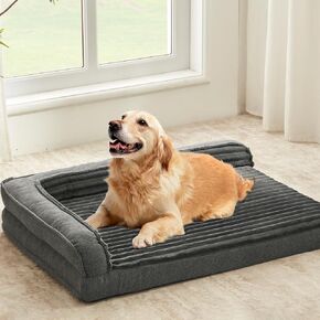 Orthopedic Dog Beds for Large, Medium Dogs, Waterproof Egg Foam Dog Sofa Bed with L Bolster Sides, Washable Large Dog Bed with Removable Cover & Non-Slip Bottom, 36 x 23 inch, Gray