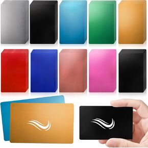 YOUEON 200 Pcs Metal Business Card Blanks for Laser Engraving 86 x 54 x 0.2 mm, 10 Colors Aluminum Sheet Engraving Blanks, Multipurpose DIY Cards for Home, Office, Projects