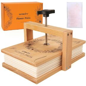 wisedry Flower Press Kit with Silica Gel Packets, Easy One-Step Pressing, Even Pressure, 6 Layers, 10 x 6 inch Flower Press Kit for Kids and Adults, Great Gifts for Anyone Who Loves Flowers and Crafts