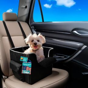 Dog Seat for Car | Foldable Dog Car Seat, Pet Car Seats for Small Dogs & Cats, 15x15.7x13.8 in, Storage Pockets & Lint Roller | Dog Carseats for Small Dogs | Dog Bed for Car Back Seat