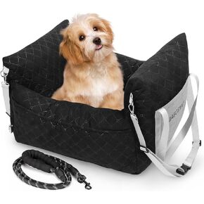 Dog Car Seat for Small Dogs, Fully Detachable and Washable Portable Dog Booster Seats with Storage Pockets and Clip-On Safety Leash, Pet Travel Carrier Bed, Ideal for Small Pets up to 25 lbs.