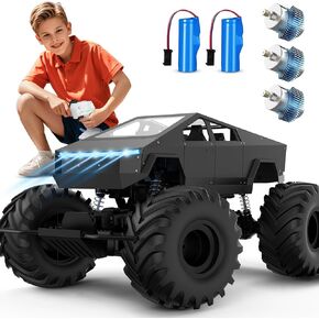 1:8 Big Cybertruck Toy, XXX-Large Alloy Remote Control Cyber Truck, 4WD Off Road Rock Crawler RC Truck with 3 Powerful Motors LED Headlight and Sounds, 2.4GHz All Terrain Toy Car for Boy Kids Adults