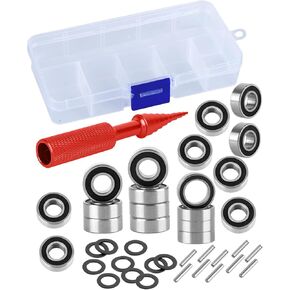 RC Bearings Kit Upgrades Part for 1/10 Slash 2WD,Slash 2WD BL-2S,Rustler 2WD,Stampede 2WD,Bandit 2WD RC Car,Metal Bearings Kit Hops Up,19pcs w/Bearing Tool,Navy Blue