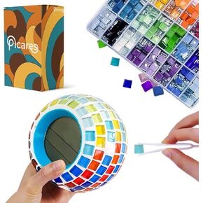 Picares DIY Mosaic Tile Kit للحرف اليدوية-إنذار منبه الرقمي المتغير بالألوان مع 7 أوضاع ضوء LED-مجموعة كاملة من المبتدئين ، وتشمل البلاط ، والغراء ، والتعليمات.