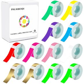 Thermal Label Tape 0.55"x1.57"(14x40mm) 12 Rolls,1920Pcs,Waterproof,Oil-Proof,Strong Adhesive Thermal Labels,Compatible with D30 Portable Thermal Printer,for Home,Office,Storage,10 Colors.