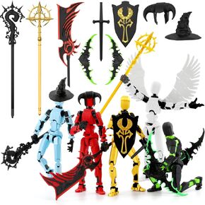 Titan 13 T13 Action Figure Assembly Completed, 5-Pack T 13 Action Figure, Lucky 13 Action Figure Articulated, Dummy Gift for Boys Desktop Decorations,muñeco de acción (Multicolored)