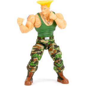 Jada Toys Street Fighter II Guile Action Figure 1:12 Scale, 6" Tall, Interchangeable Heads, Hands & Accessories