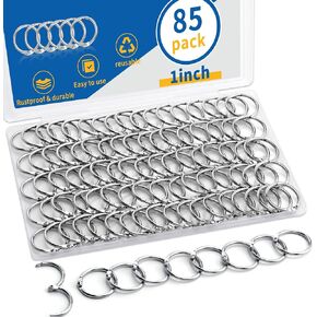 Binder Rings 1 Inch 85 Pcs- Nickel Plated Silver Metal Rings for Index Cards & Key Rings- Loose Leaf Binder Rings for Book Rings, Paper Rings- Heavy Duty Ring Binder Clips for School Office, Home