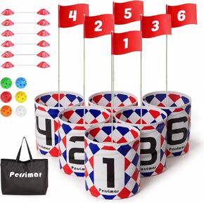 Golf Bucket Yard Game Outdoor Indoor, 6-Hole Set,Portable Easy Set up Golf Chipping Practice Game for Adults Kids for Family&Party in Backyard,Beach,Park,Camping, Family Vocation.