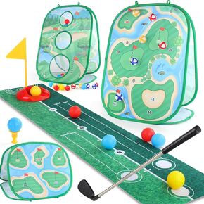 لعبة Chipping Game ، لعبة Bats Bag Toss ، لعبة Battle Golf مع Golf Club ، وقصة 3 من جوانب ضرب حصيرة ووضع حصيرة ، و Chip Sticky Practice Golf Game للبالغين أطفالًا داخليًا داخليًا في الهواء الطلق