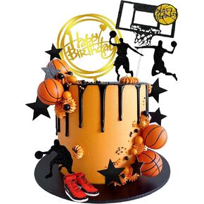 17 PCS Basketball Cake Toppers Basketball Star Themed Cake Decorations for Boy Cake Topper Sport Cake Party Decorations Sports Party Supplies (1)