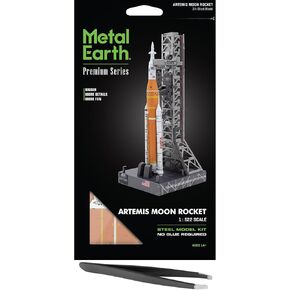 Fascinations Metal Earth Premium Series Artemis Moon Rocket 3D Metal Model Kit Bundle with Tweezers