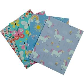 Back to School 2 Pocket Folders | Heavy Duty | Set of 4 Portfolios | Elementary Grade School | Fun Trendy Designs (Rainbows, Unicorns, Butterflies, Flowers)