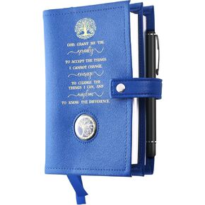 Lparkin Double AA Big Book Cover مع حامل العملة ، أغلفة Pu Leather AA لـ Gardcover ، يناسب كتاب AA Big Book و 12 خطوة و 12 تقاليدًا ، و Gud Premium Design Grant the Serenity Cover