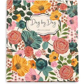 Steel Mill & Co 5 Year Journal for Daily Reflection and Mindfulness, One Line A Day Journal Memory Book, 8.5 x 7.5" Large Daily Journal, Gratitude Journal for Women, Garden Blooms Cream