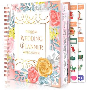 Wedding Planner, 9.8" x 11.3" Wedding Planning Book and Organizer with Countdown Calendar, Bridal Wedding Planner Book and Organizer, Bride Gifts Wedding Gifts Engagement Gifts for Newly Engaged Couple