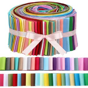 70 Pcs Jelly Fabric for Quilting Patchwork Roll Cotton Fabric, 2.55 Inch Cotton Roll up Jelly Strips Solid Color for Quilters and Sewing DIY Crafts
