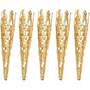 100pcs Bead Caps Style Iron Long Cones Metal Filigree Bead End Caps Spacers for Tassel Jewelry DIY Craft Making (Golden)