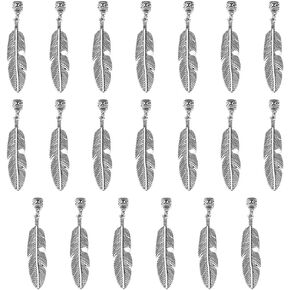 SUPERFINDINGS 10 Pairs Feather Bolo Tie Tips Alloy Bolo Tie Replacement End Caps Tibetan Silver Bolo Tie Findings Dangle Feather Pendants Bolo Tie Ends 7.5mm Inner Diameter