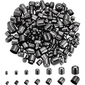 PH PandaHall 345pcs Jewelry End Caps 7 Sizes Cord End Cap Leather Ends Caps Metal Cord Ends Suede Fiber Crimps End Beads Caps for DIY Crafts Tassel Necklace Jewelry Making 5-12x4-12 mm Gunmetal