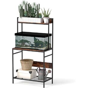 20-29 Gallon Fish Tank Stand, Heavy Duty Metal Frame Aquarium Stand for Fish Tank Accessories Storage, 3-Tier Fish Tank Stand with Plant Shelf for Living Room Home, 29.5" x 30.7" x 15.7"