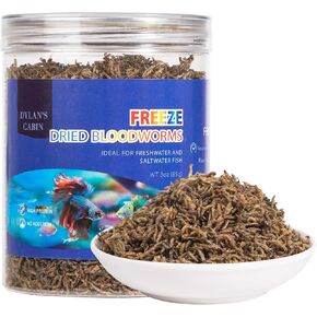 Dylan's Cabin Freeze Dryze Blood Worms - عالي البروتين الأسماك الغذائية الطبيعية لجميع الأسماك الاستوائية Bettas Goldfish Cicchlids (85g)