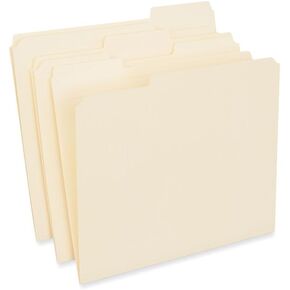 Universal UNV18102 Reinforced File Folders with 1/3-Cut Assorted Top Tabs - Letter Size, Manila (250/Carton)