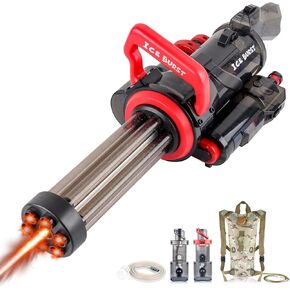 Gatling Electric Water Gun, Automatic Powerful Squirt Gun Long Range High Capacity WaterGun with Plumbing & Backpack, Strongest Water Blaster Cool Summer Water Toy Gifts for Kids & Adults