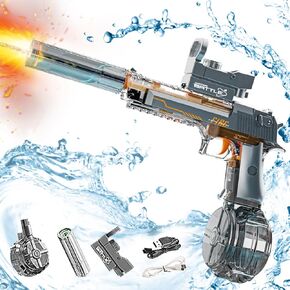 Cool Muzzle Flame Electric Water Gun Toy for Kids Adults, Dual Mode Continuous Shooting Squirt Gun Up to 32 FT High Capacity Electric Water Guns Summer Beach Pool Toy