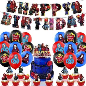 Descendants Birthday Party Decorations,Descendants Birthday Banner,Cake Topper,Cupcake Toppers,Balloons for Boys and Girls