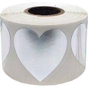 Metallic Silver Heart Stickers Valentine's Day Crafting Scrapbooking 1.5 Inch 500 Adhesive Stickers