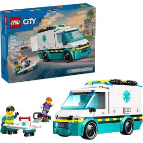 LEGO City Emergency Ambulance Toy - Building Sensory Toy for Kids, Boys and Girls, Ages 5+ - Educational, Learning Gift Idea for Birthdays and Holidays - Skateboarder and Driver Minifigures - 60451