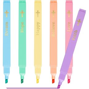 6 PCS Highlighters Set, Cute Pastel Assorted Colors Highlighters No Bleed Quick Dry, Soft Chisel Tip, Aesthetic Fluorescent Markers Bible Study and School Supplies (Macaron)