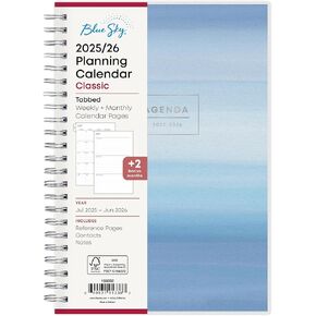 Blue Sky 2025-2026 Academic Year Weekly and Monthly Planner Calendar, July 2025 - June 2026, 12-Month, 5" x 8", Flexible Cover, Wirebound, Laminated Tabs, Chanson