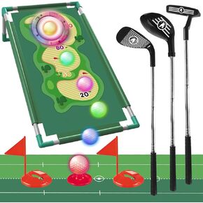 مجموعة نوادي الغولف Okyuk Kids ، لعبة غولف مع Golf Cornhole ، 10 لعبة غولف بول ، 3 نادي للجولف ، تم ترقية لعبة التمرين الداخلي في الهواء الطلق لـ 3 4 5 6 7 8