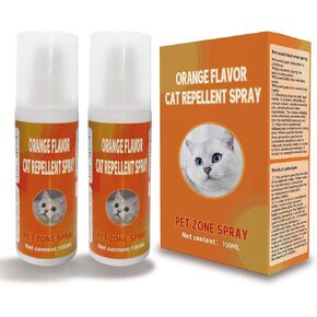 Cat Deterrent Spray, Cat Repellent Spray Indoor, Cat Urination Deterrent Keep Cats Away, Cat Scratch Deterrent Spray Training Aid Indoor and Outdoor for Furniture, Sofas, Rugs, Curtain (2 * 100ML)