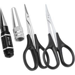 RC Body Reamer, RC Body Scissors Curved & Straight for Lexan RC Car Body Shells Mounting Tools Combo Set, 0-14mm Hole