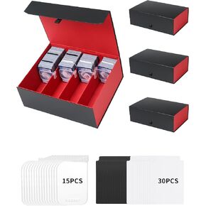 3PCS Trading Card Storage Box Holds 6000+ Cards, Magnetic Closure Deck Box MTG, Graded Card Organizer Compatible With Yugioh, Sport Cards, Magic Cards And Commander Cards