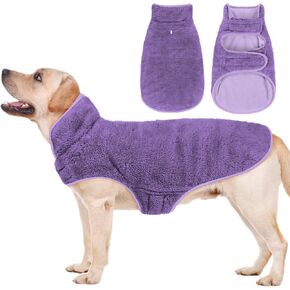 Malier Dog Winter Coat, Reversible Fleece Dog Cold Weather Coats Dog Jacket for Dogs, Windproof Warm Dog Coat Snow Dog Jacket Vest Pet Dog Clothes for Small Medium Large Dogs (Purple, Medium)