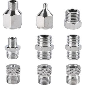 SAGUD 9pcs Airbrush Adapter Set Air Brush Fitting Connector Kit Airbrush Accessories for Mini Air Compressor and Air Hose Supplies