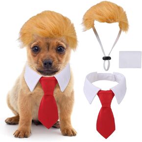 EXPAWLORER 3 Pack Funny Dog Costume - Pet Clothes with Collar Tie, Cat Dog Wig Toy Holiday Apparel for Party Small Medium Dogs