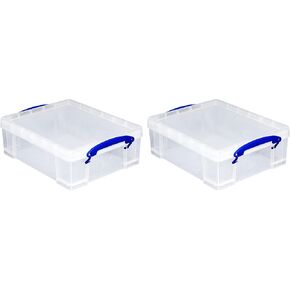 Really Useful Box Stackable 8.1 Liter Plastic Storage Container Bin with Snap Lid & Built-In Clip Lock Handles for Home & Office Organization (5 Pack)