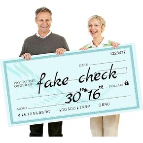 Big Blank Checks Large Check 30" x 16" - Fake Check for Presentations, Awards, Charity & Donation Events