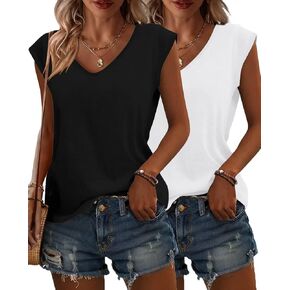 KKJ Womens Tank Tops Cap Sleeve U Neck Tops 2025 Summer Spring Casual Tee Fashion Clothes Loose Fit Basic Trendy T Shirts