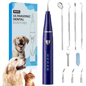 Dental Plaque Remover Tool——Dog Teeth Cleaning Kit，Dental Scraper for Tartar and Plaque 3 Cleaning Moder USB Charge Teeth Cleaning Tools with LED Light(Blue 01)
