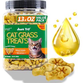 13.4 0Z Cat Grass يعالج زيت سمك السلمون السلمون الطبيعي قطط صحية القطة الصحية تدريب البسكويت على الوجبات الخفيفة