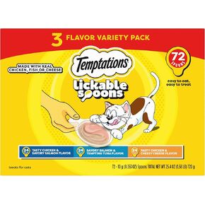 Temptations Lickable Spoons Adult Wet Cat Treat, 10 Grams, Variety Pack, 72 Count