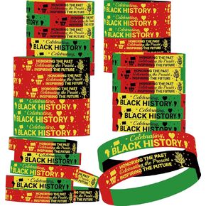 30Pcs Black History Month Bracelets Rubber Black History Month Bulletin Board Classroom Gift Sets for Black History Party Supplies Office African American Martin Luther King Decor Wristbands