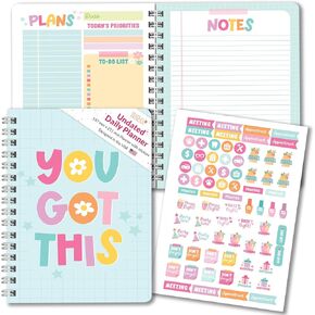 To Do List Notebook for Work – Undated Daily Planner with Hourly Schedule, Priorities & Checklist, Compact, Motivational Planner for Work, Wellness & Productivity (Teal)